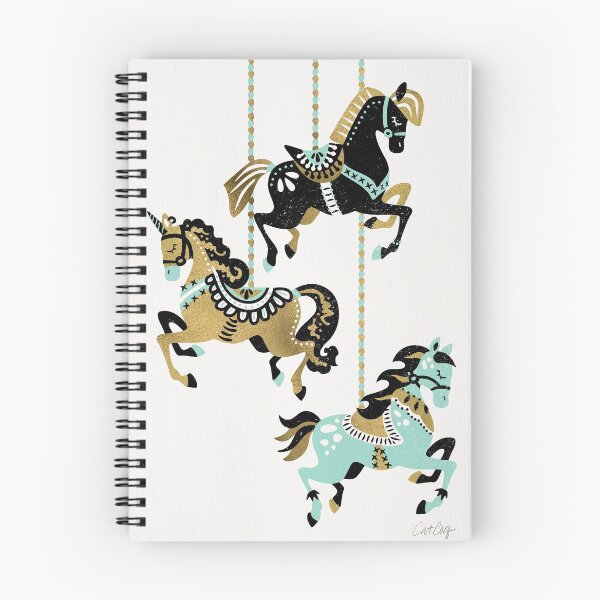 Item preview, Carousel Horses – Mint & Gold Palette designed and sold by Cat Coquillette.