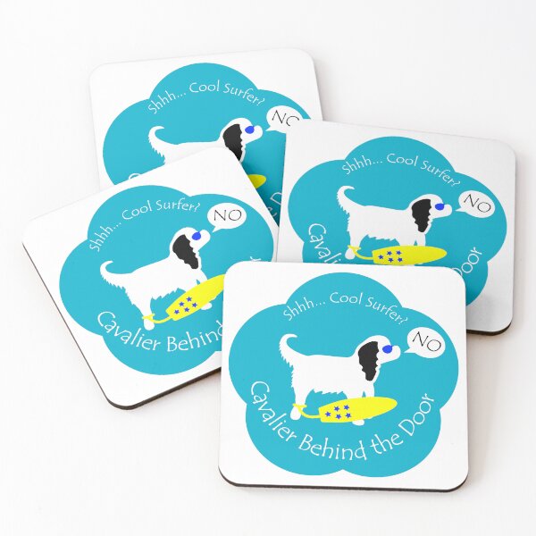 Item preview, Funny Cavalier Cool Surfer Behind the Door Blue Base designed and sold by Na7nasColorShop.