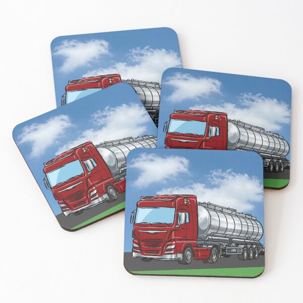 Item preview, Red Semi Tanker Truck Illustration designed and sold by V8Green.