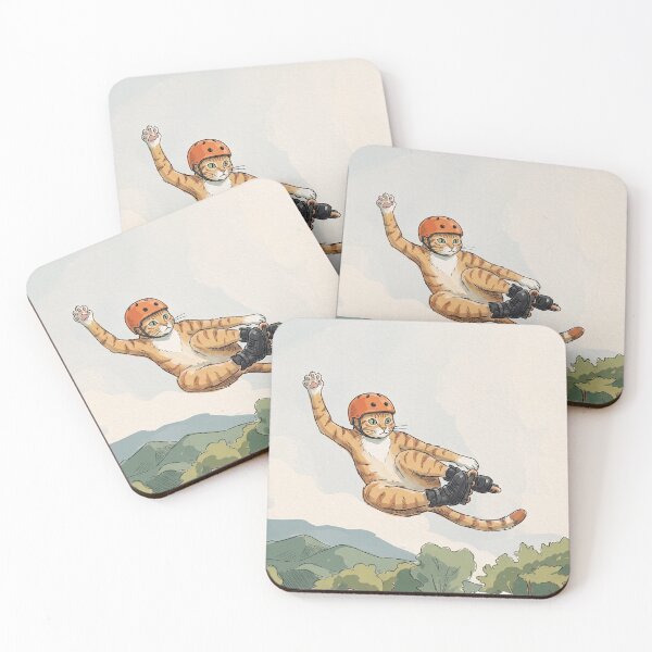Item preview, Funny Orange Cat Rollerblading Jump with Helmet designed and sold by Butterfly-Dream.