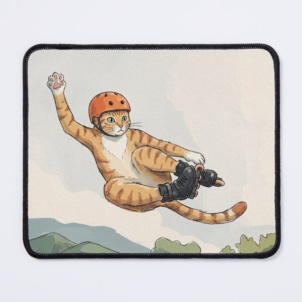 Item preview, Funny Orange Cat Rollerblading Jump with Helmet designed and sold by Butterfly-Dream.
