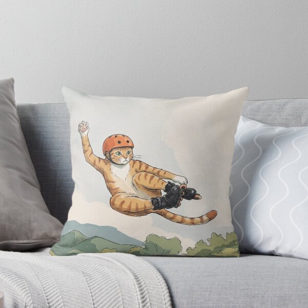 Item preview, Funny Orange Cat Rollerblading Jump with Helmet designed and sold by Butterfly-Dream.
