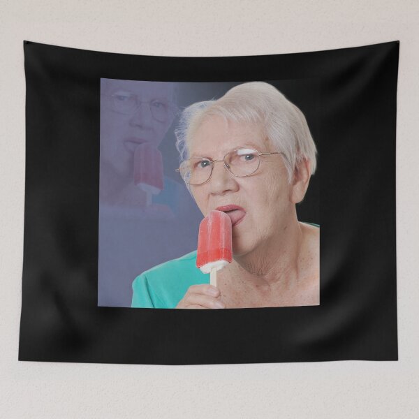 Item preview, Elderly Woman Licking Red Frozen Treat Meme designed and sold by viekneehgamb.
