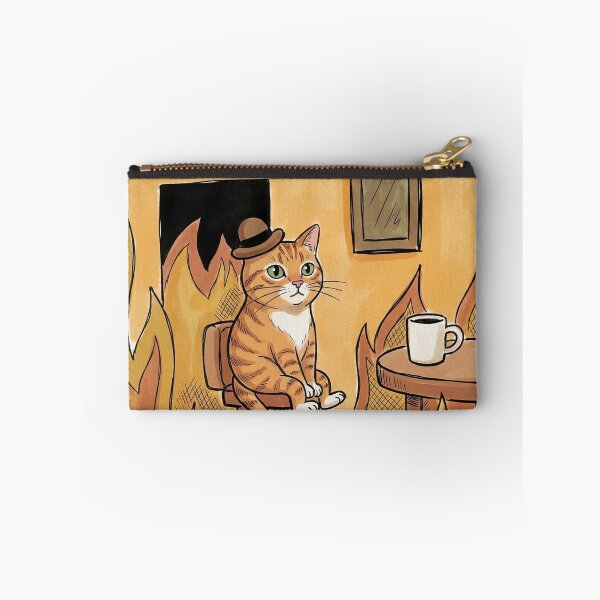 Item preview, This Is Fine Orange Tabby Cat in Hat Sitting in Burning Room designed and sold by Butterfly-Dream.