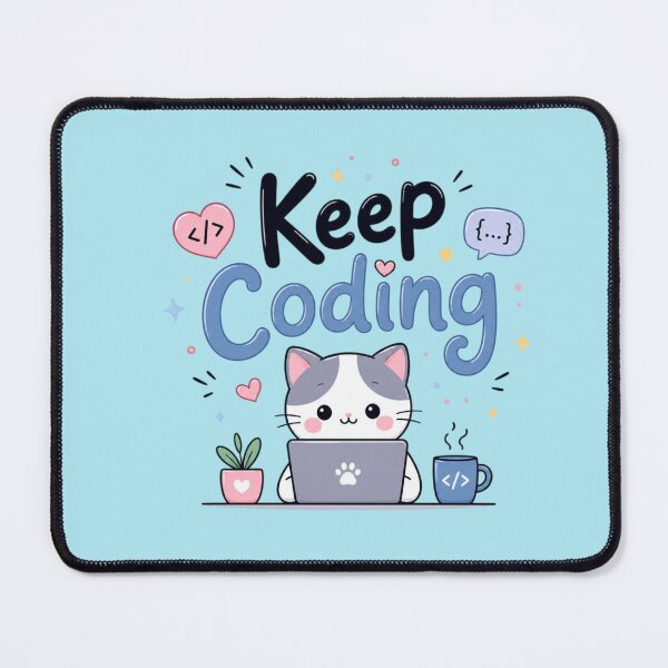 Item preview, Keep Coding Cute Kawaii Programmer Cat | Coding Motivation Sticker | Developer Gift | Minimalist Tech Quote designed and sold by Sanika arts .
