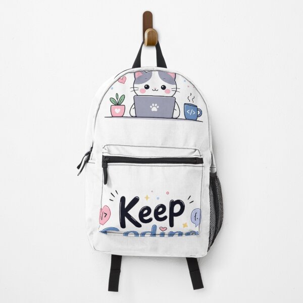Item preview, Keep Coding Cute Kawaii Programmer Cat | Coding Motivation Sticker | Developer Gift | Minimalist Tech Quote designed and sold by Sanika arts .