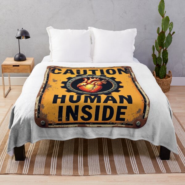 Item preview, Caution Human Inside Vintage Metal Sign designed and sold by FlippoStories.