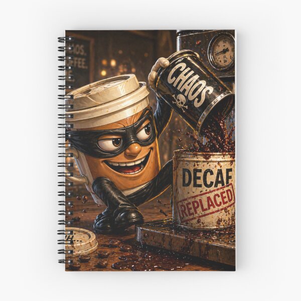 Item preview,  Funny Coffee Bandit Replacing Decaf Caffeine Crime Cartoon designed and sold by ComedyInkFactor.