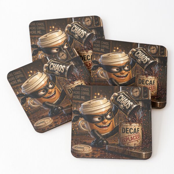 Item preview,  Funny Coffee Bandit Replacing Decaf Caffeine Crime Cartoon designed and sold by ComedyInkFactor.