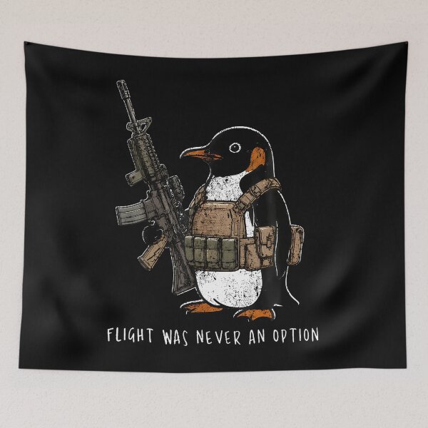 Item preview, Flight Was Never An Option Tactical Penguin Funny Bird Meme designed and sold by Mdcazeem.