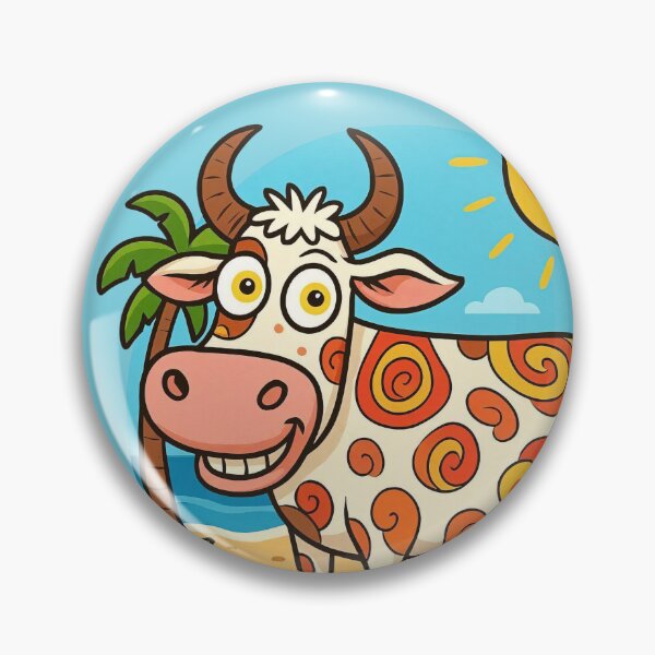 Item preview, Funny Cow on Summer Beach Vacation Cartoon designed and sold by Wild-way Art.