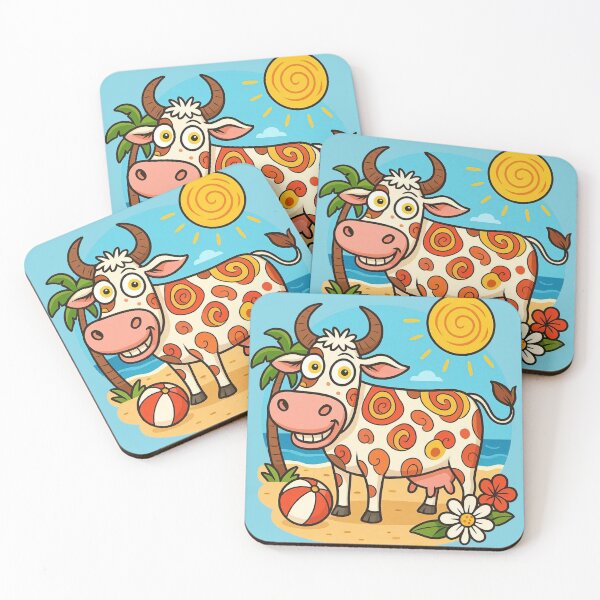 Item preview, Funny Cow on Summer Beach Vacation Cartoon designed and sold by Wild-way Art.