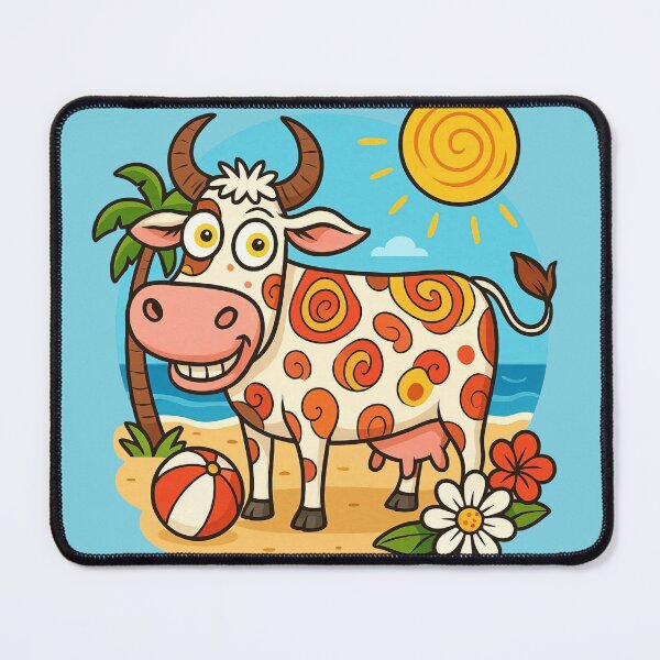 Item preview, Funny Cow on Summer Beach Vacation Cartoon designed and sold by Wild-way Art.