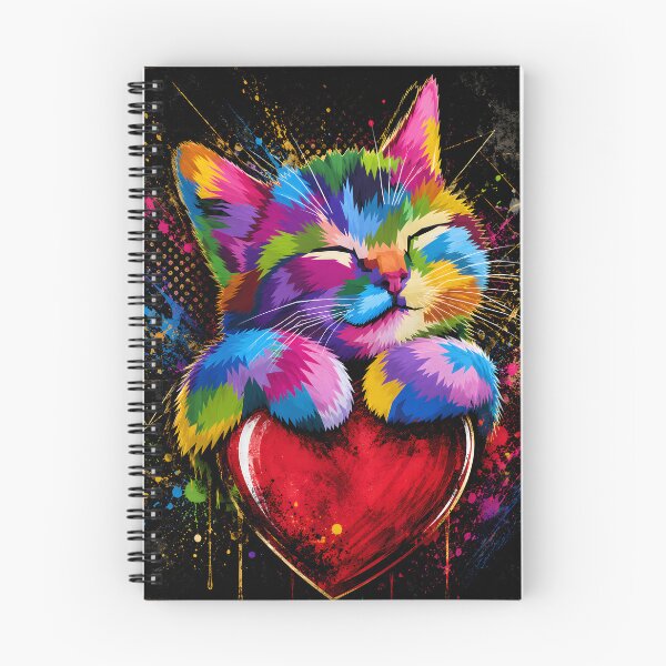Item preview, Colorful cat love – A vibrant kitten on a heart designed and sold by Peter Kaul.