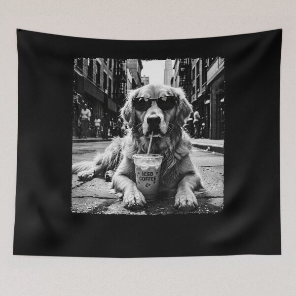 Item preview, Golden Retriever Drinking Iced Milk Coffee Dog Lover Art designed and sold by Mdcazeem.