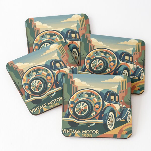 Item preview, Abstract 1920 Vintage Motor Car – Retro Geometric Vector Art designed and sold by MottotoTech.