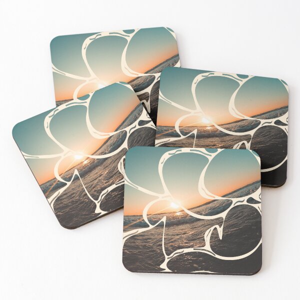 Item preview, Ocean Wave View Blended Photo Illustration – Vintage Sunset Beach Wall Art designed and sold by MoonHoneybyImani.