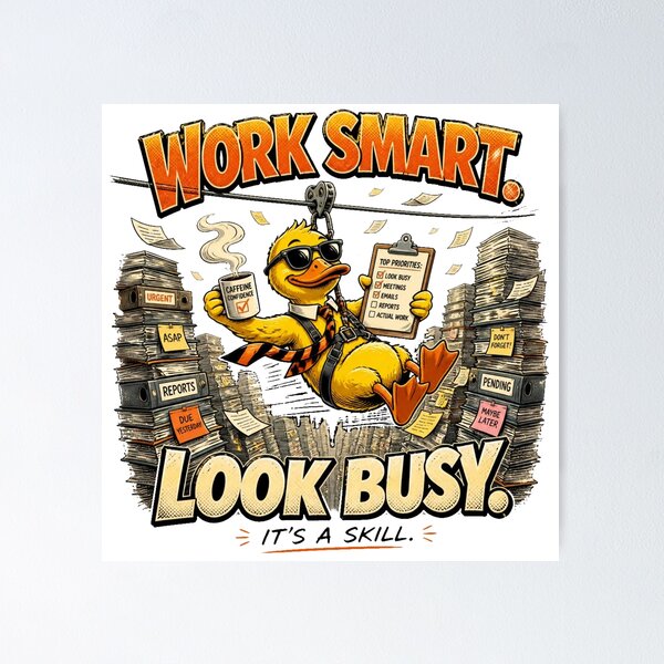 Item preview, Work Smart Look Busy Funny Duck | Sarcastic Office Comic designed and sold by Cavalier-org.