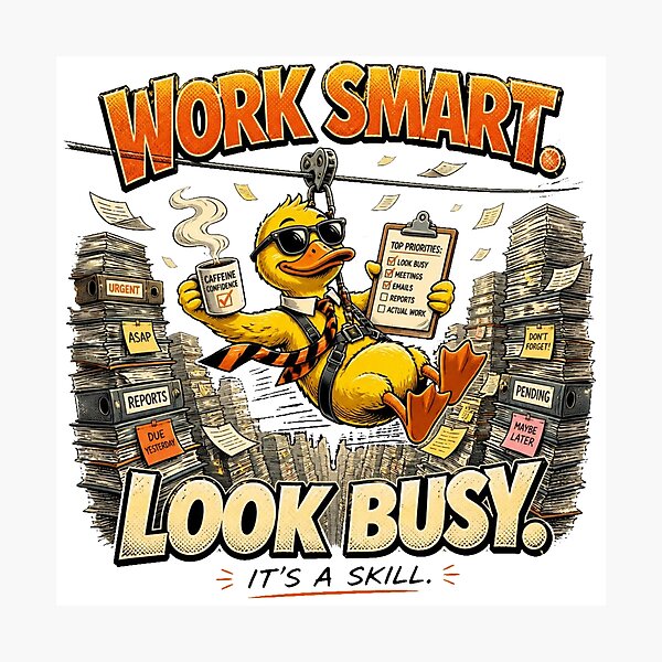 Item preview, Work Smart Look Busy Funny Duck | Sarcastic Office Comic designed and sold by Cavalier-org.
