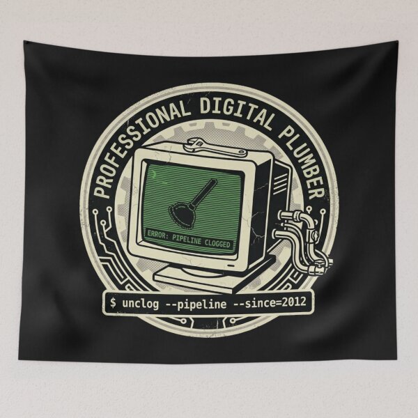 Item preview, Professional Digital Plumber Retro Computer Badge designed and sold by Code  Monkeys.