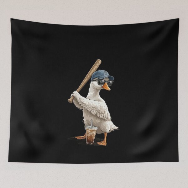 Item preview, Funny baseball duck with bat & coffee designed and sold by ArtCreations79.