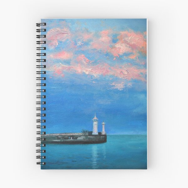 Item preview, Seascape with lighthouse and pink clouds designed and sold by Kassyopea.