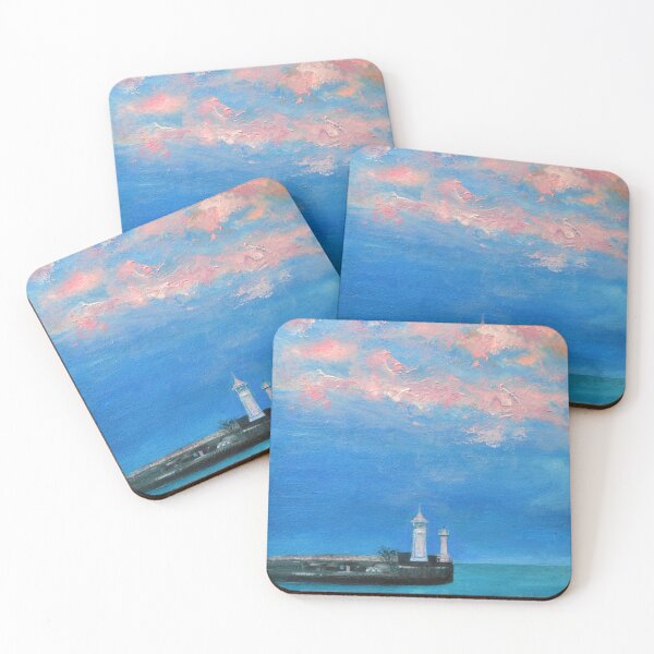 Item preview, Seascape with lighthouse and pink clouds designed and sold by Kassyopea.