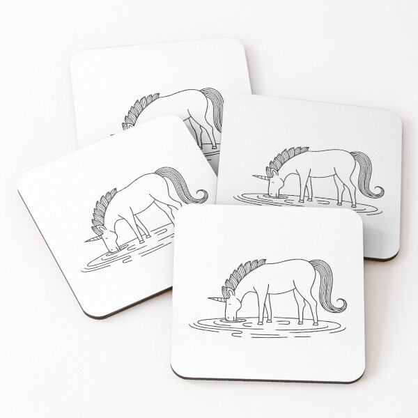 Item preview, A unicorn lapping water at the edge of a shallow stream designed and sold by rasagamastore.