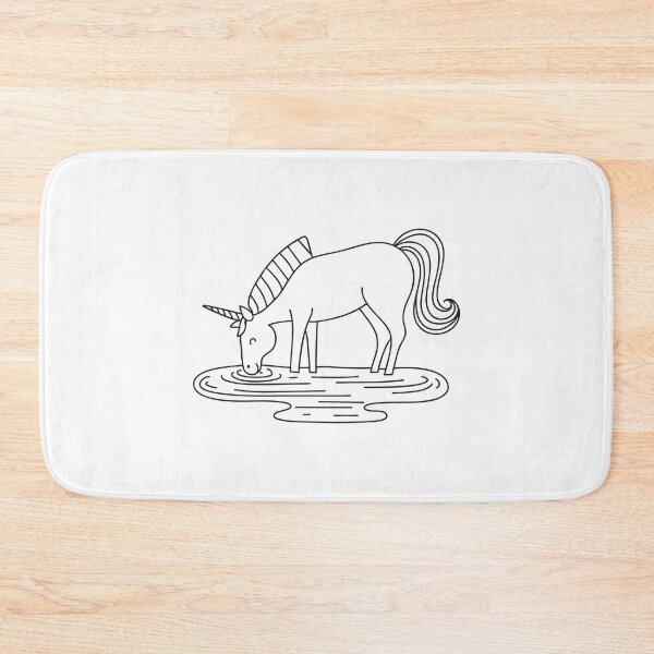 Item preview, A horned unicorn drinking from a curved riverbend designed and sold by rasagamastore.
