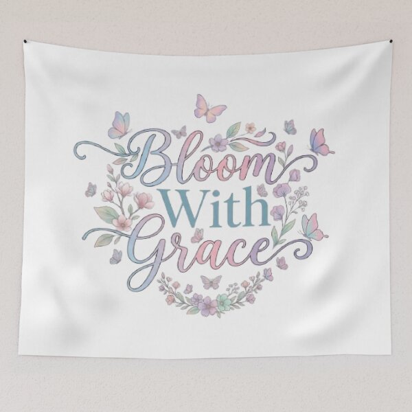 Item preview, Bloom With Grace Floral Typography T-Shirt | Elegant Botanical Quote | Feminine Nature Graphic Tee designed and sold by Faisal  Shah.
