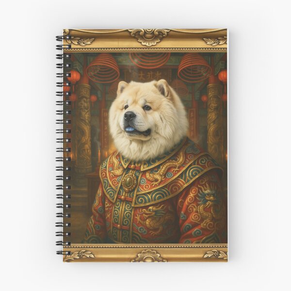 Item preview, A formal baroque-style royal portrait illustration of a charming well-groomed white Chow-Chow with a closed mouth wearing an elegant imperial dress designed and sold by 123ks.