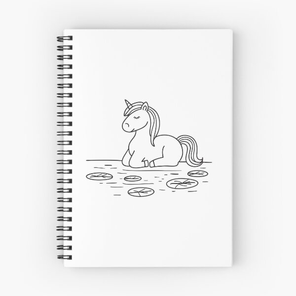 Item preview, A unicorn lying beside a pond with drifting leaves designed and sold by rasagamastore.