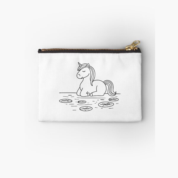 Item preview, A unicorn lying beside a pond with drifting leaves designed and sold by rasagamastore.