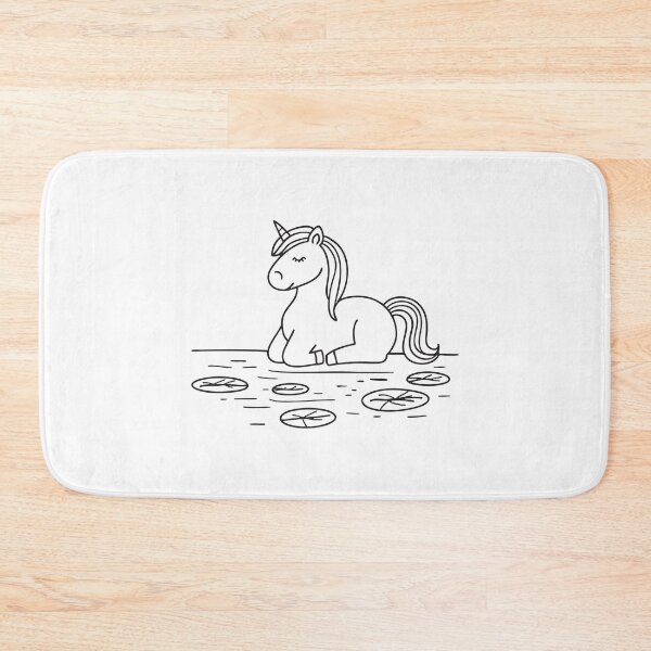 Item preview, A unicorn lying beside a pond with drifting leaves designed and sold by rasagamastore.