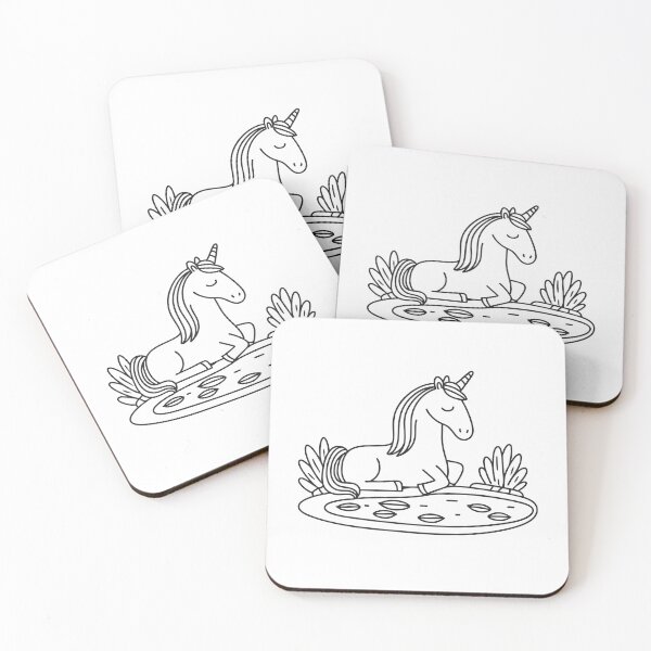 Item preview, A unicorn resting peacefully next to a pond with floating leaves designed and sold by rasagamastore.