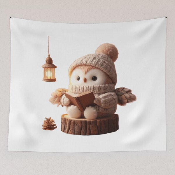 Item preview, Cozy Owl Reading Under Lantern | Woodland Book Lover | Cottagecore Animal Illustration designed and sold by vigzhifushions.