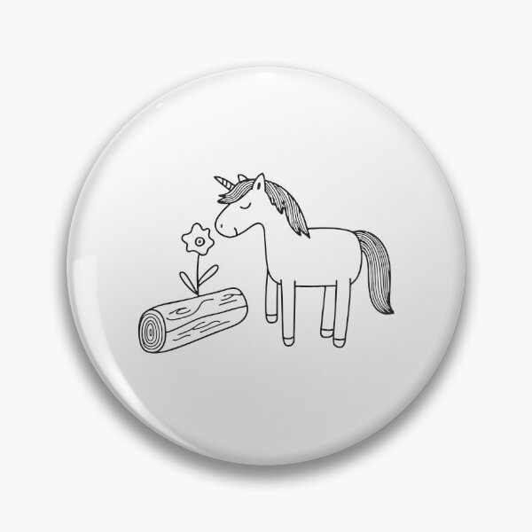 Item preview, A unicorn smelling a blossom beside a downed tree trunk designed and sold by rasagamastore.