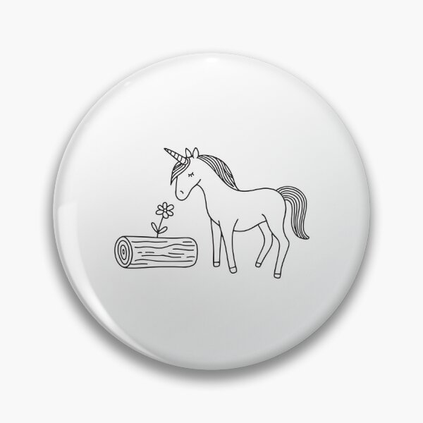 Item preview, A unicorn sniffing a flower next to a log lying on the ground designed and sold by rasagamastore.