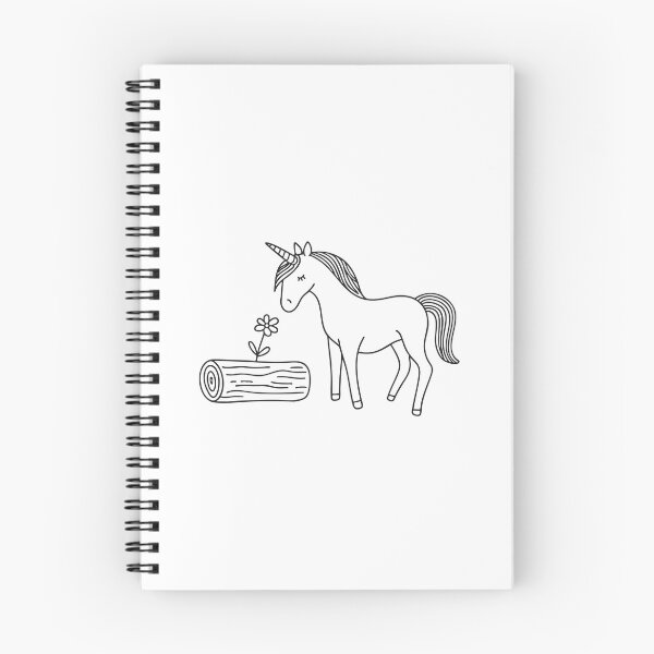 Item preview, A unicorn sniffing a flower next to a log lying on the ground designed and sold by rasagamastore.