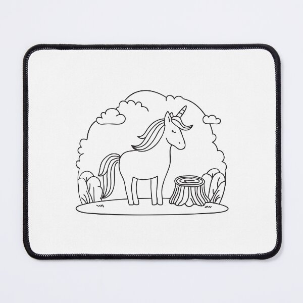 Item preview, A unicorn beside a tree stump surrounded by meadow grass designed and sold by rasagamastore.