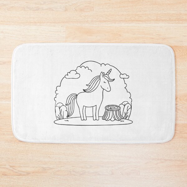 Item preview, A unicorn beside a tree stump surrounded by meadow grass designed and sold by rasagamastore.