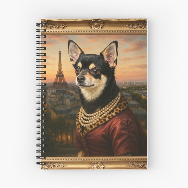 Item preview, A formal baroque-style royal portrait illustration of a charming black-and-tan Chihuahua wearing an elegant classic royal satin dress  designed and sold by 123ks.