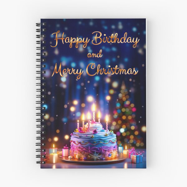 Item preview, Happy Birthday and Merry Christmas with Celebration Cake designed and sold by GraffiTimi.