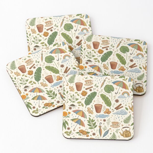 Item preview, Rainy Day Spiced Tea & Umbrella Illustration – Nostalgic Kitchen Art designed and sold by OpenDreamArts.