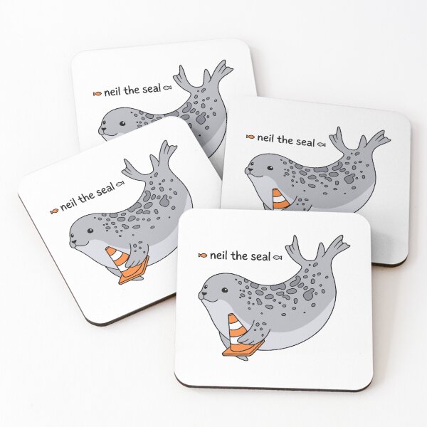 Item preview, Cute Neil the Seal with Traffic Cone Cartoon designed and sold by Blupunk.