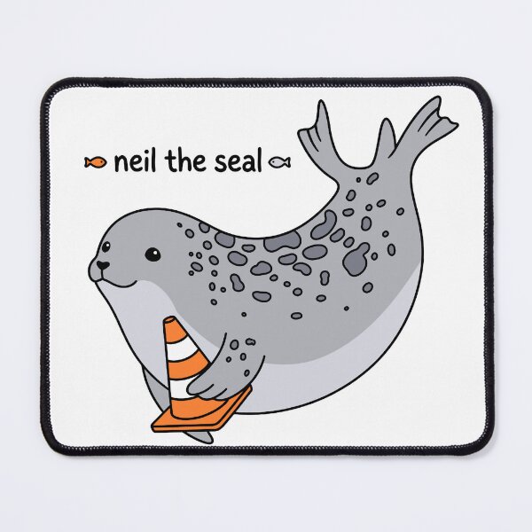 Item preview, Cute Neil the Seal with Traffic Cone Cartoon designed and sold by Blupunk.