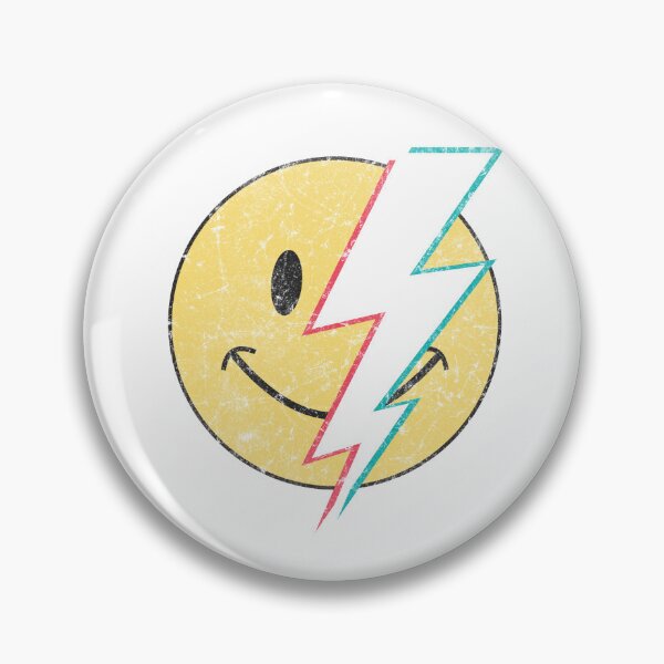 Item preview, Retro Distressed Smiley Face Lightning Bolt designed and sold by The secret storage room.