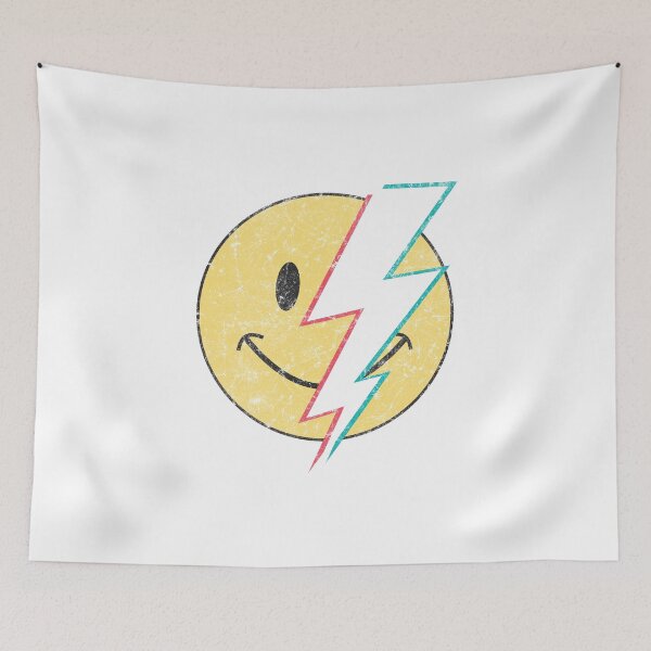 Item preview, Retro Distressed Smiley Face Lightning Bolt designed and sold by The secret storage room.