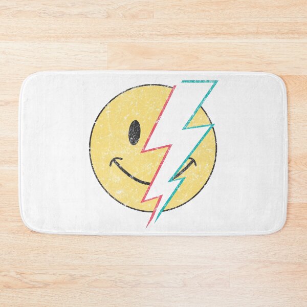 Item preview, Retro Distressed Smiley Face Lightning Bolt designed and sold by The secret storage room.