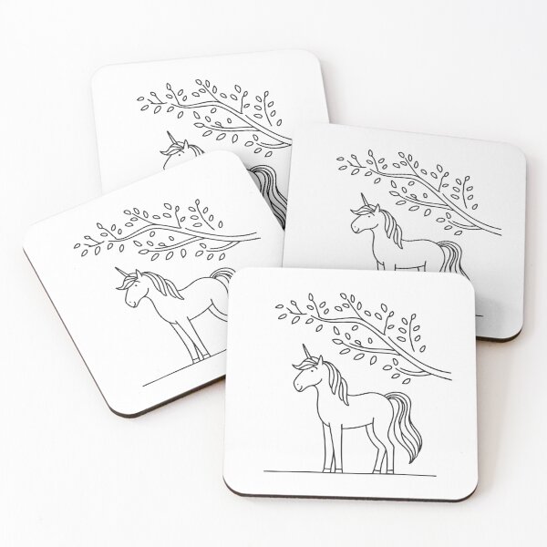 Item preview, A unicorn quietly standing below a tree with low limbs designed and sold by rasagamastore.